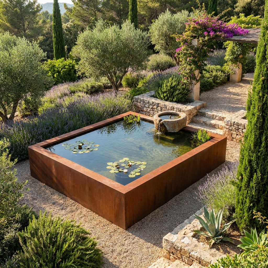 Bassin miroir en corten à Vence