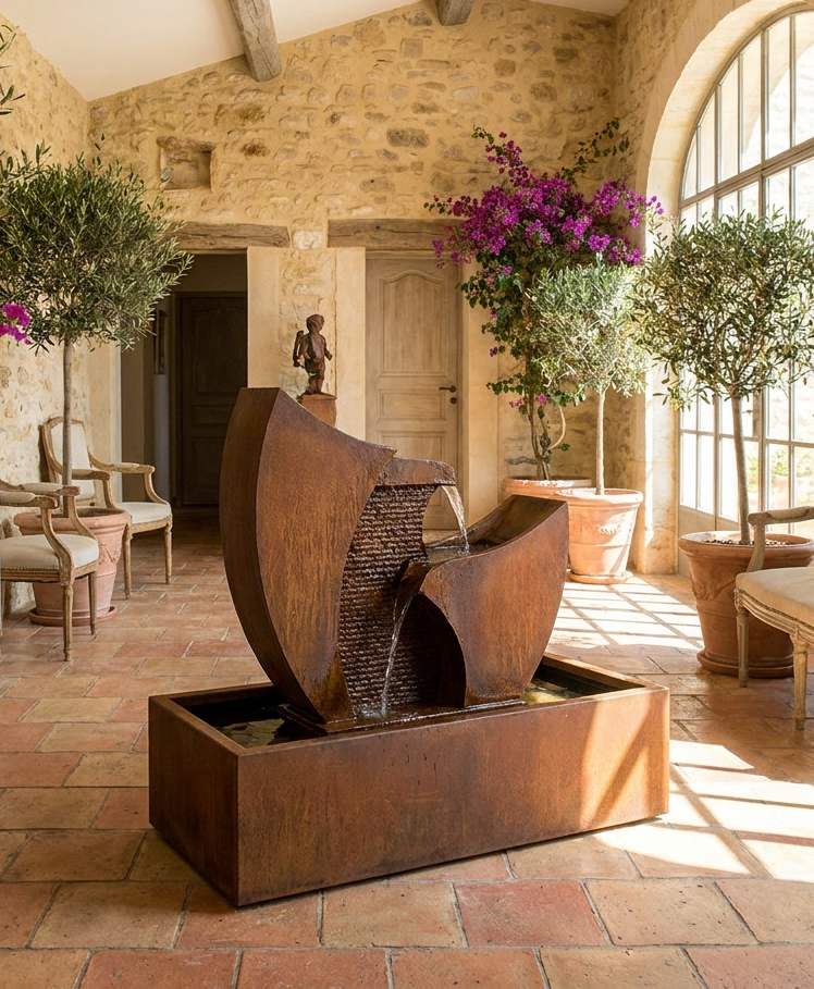 Fontaine intérieure en corten